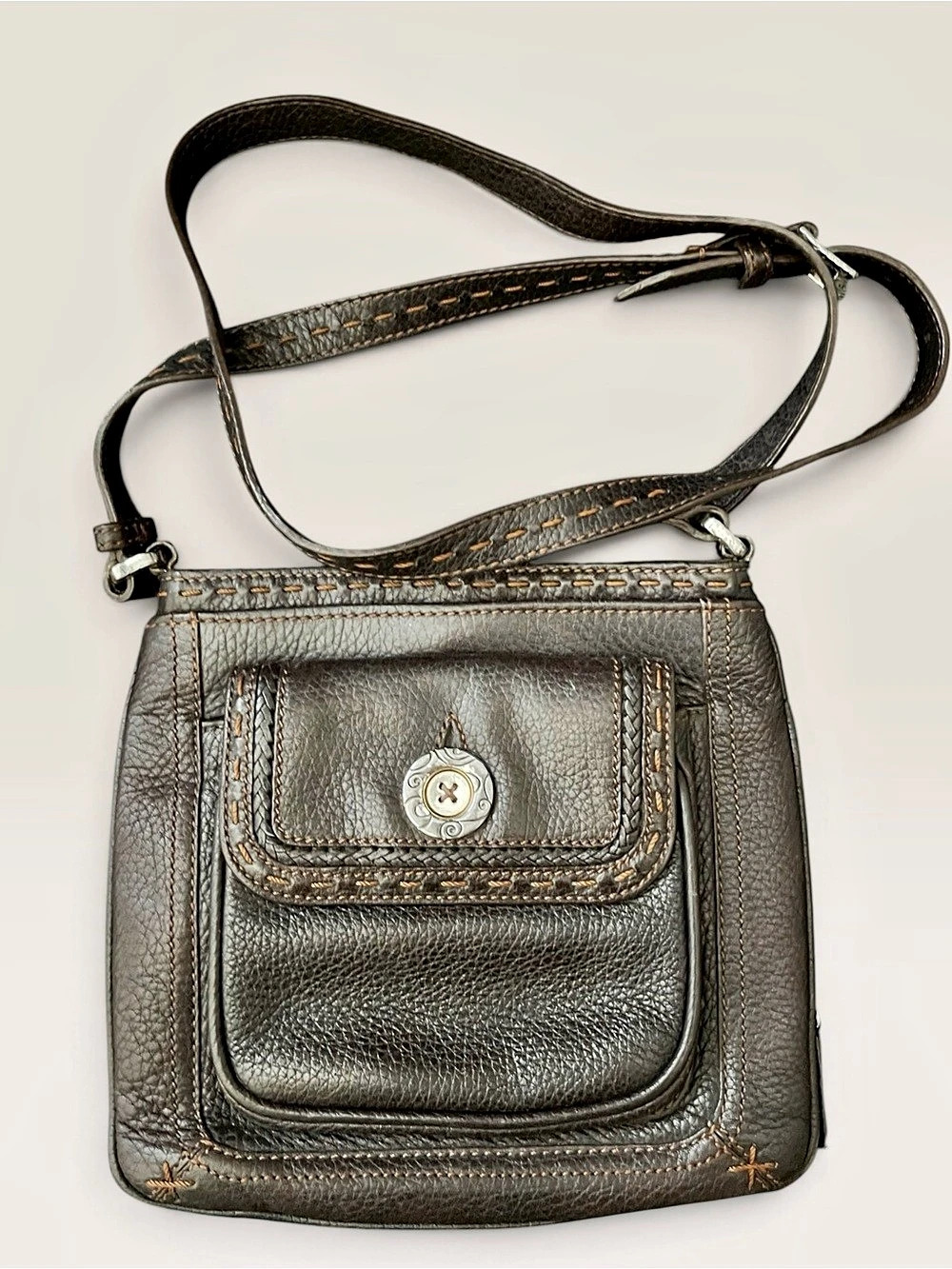 Brighton Brown Pebbled Leather Crossbody Organizer Bag